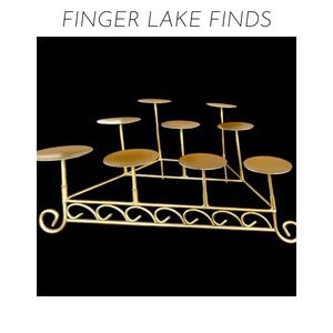 Elegant Gold Tone Nine Candle Holder Set